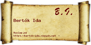 Bertók Ida névjegykártya